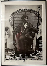 Original 1967 Huey Newton IN PEACOCK WICKER CHAIR Black Panther Party Poster picture