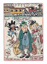 Vintage CATLETT Actor Hand Drawn Art Postcard ERIE RR RAILROAD TRAIN Dog Gun Boy picture