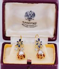 Antique Empire Royal Award Diamond Gold Enamel Earrings for Empress Alexandra picture