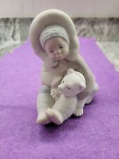 Vintage LLADRO Eskimo and Baby Polar Bear Porcelain Figurine picture