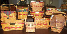 LONGABERGER  LOT 10  RED RARE CHRISTMAS COLLECTION  BASKETS Some LINERS PRO LIDS picture