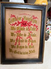 Antique Late 1800's Handmade Embroidered German Divine House Blessing Sampler picture