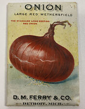 Antique 1900s D.M. FERRY Onion Large Red Wethersfield Seed Packet Unopened Rare picture