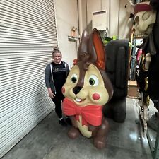 Giant Chocolate Easter Bunny Pink Bow Over Sized Statue Seasonal Prop Display picture