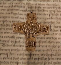CHRISTIAN BRONZE CROSS LAST SUPPER JESUS AND HIS DISCIPLES INSCRIPTION 19TH CT picture