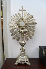 Old French Silver Baroque Monstrance w/ Sterling Silver Luna, 27 1/2