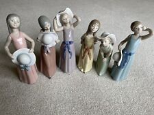 Lladro Figurines ALL 6 GIRLS WITH STRAW HATS 5006 5007 5008 5009 5010 5011-mint picture
