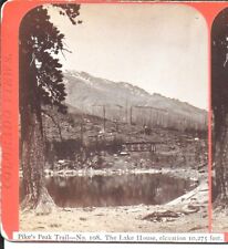 James Thurlow Stereoview of The Lake House on the Pikes Peak Trail Colo c1870s picture
