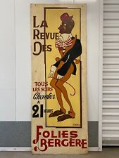 🔥 RARE Important French Folies Bergere Paris Cabaret Sign Painting, 1930s - WOW picture