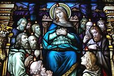 100 year old Church Stained Glass Window of Mary w/Apostles, 11' ht. + J. Morgan picture