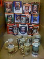 Budweiser bud Holiday Christmas Steins set  1980 - 2003 24 steins new in box lot picture