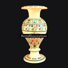 Fine Art Marble Flower Vase Decorative Gemstone Inlay Work Home Christmas Sale  picture