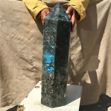 71.39LB Natural Labradorite Crystal Obelisk wand point Reiki healing ET402-ha picture