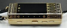 French Art Deco Silver, Gold & Black Enamel Evening Vanity Compact, ca 1925 picture