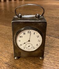1913 CHESTER ENGLAND STERLING SILVER MINIATURE KEY WIND CARRIAGE CLOCK B&S picture