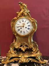  FRENCH  ANTIQUE MANTLE CLOCK, MASSIVE GILT BRONZE ROCAILLE , PUTTI. BARBEDIENNE picture