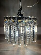 Mid Century Modernist Crystal Chandelier Metal Chrome picture