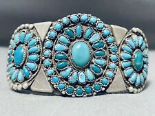 1920'S VINTAGE MUSEUM NAVAJO TURQUOISE STERLING SILVER BRACELET picture