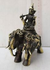 STUNNING OLD Bronze Buddhist Cremation Urn 3 Headed White Elephant God Airavata picture