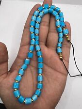 Beautiful Old Rare Unique African Glass Beads Outstanding Blue Color Strand picture