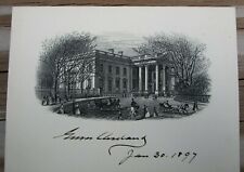 Superb, Rare President Grover Cleveland Signed, Executive Mansion Engraving 1897 picture