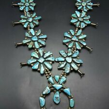 1970s HUGE 628g Vintage High Grade MORENCI TURQUOISE Squash Blossom NECKLACE picture