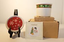 LONGABERGER Holiday One Pint Crock w/ Lids & Coasters (Set of 2) Christmas NIB picture