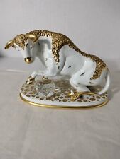 Bull Made Of Italian Porcelain, Gold Plating And Swarovski Crystals 26x17 Cm picture