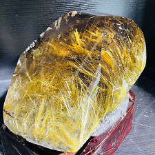 10510g rare Natural beautiful gold hair crystal quartz specimen healing+stand picture