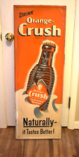 RARE Vintage DRINK ORANGE CRUSH SODA POP BOTTLE Metal ADVERTISING VERTICAL SIGN picture