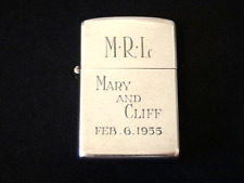 Vintage 1950s FEB. 6. 1955 Sterling Silver ZIPPO Lighter Vertical Carved Stamped picture