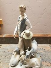 Vintage Zaphir Lladro Porcelain Figurine Shepherd with Dog and Goats picture