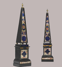 Black Marble Obelisk  Set Of 2 Pair Handmade Mosaic Design Art Living Room Decor picture