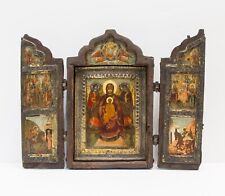 Antiques, Orthodox Russian icon-Triptych 17th C. picture