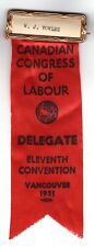 CCL: Canadian Congress of Labour: 1951: Delegate  *actual shipping* picture
