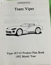 Confidential 1992 Dodge Viper RT/10 Product Plan Book.  Dated 09/11/1991 picture