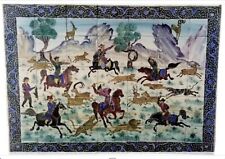 MAGNIFICENT HAND PAINTED PERSIAN TILE MOSAIC PANEL / PERSIAN MINIATURE ART picture
