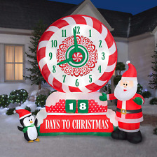 9' ANIMATED SPINNING COUNTDOWN CLOCK TO CHRISTMAS Airblown LED Yard Inflatable picture