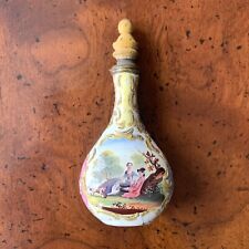 Snuff Perfume Bottle Victorian Vintage Enamel Metal Colonial Fishing Halcyon picture