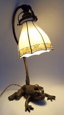 EARLY 20TH CENTURY JUGENDSTIL SECESSION AUSTRIAN BRONZE  FIGURAL FROG DESK LAMP picture