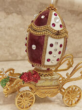 Faberge Egg One of a kind Luxury music trinket 24k Gold Dimaond Natural egg 4ct picture