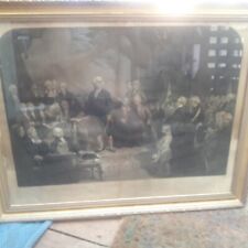 ANTIQUE H.S.SADD 1849 'WASHINGTON DELIVERING HIS INAUGURATION ADDRESS'  1789 picture
