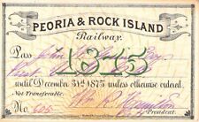1875 ROCK ISLAND PEORIA MORMON YOUNG UTAH NORTH LOW # 605 RAILROAD RAILWAY PASS picture
