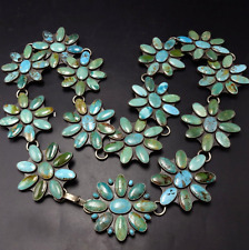 Magnificent FEDERICO JIMENEZ Sterling Silver 100 YEAR OLD TURQUOISE Cluster BELT picture