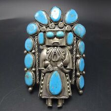 Huge OUTSTANDING Vintage GOMEZ Sterling Silver TURQUOISE KACHINA Cuff BRACELET picture