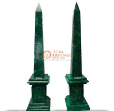 Random Natural Malachite Tower Point Crystal Obelisk 4 Sided Stand Alone Art Dec picture