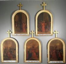 Antique Flemish Stations of the Cross Complete Set of 14 Oil on Copper Paintings picture