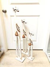 Giraffe Wood Hand Carved Set of 3 With Glass Detail 40/32/24