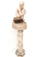 ANTIQUE LARGE 47´´ FRENCH ALABASTER NUDE GIRL LADY FIGURAL LAMP SCULPTURE SIGNED picture