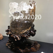 33LB Top Natural colorful Ghost phantom quartz dragon skull Crystal heal+stand picture